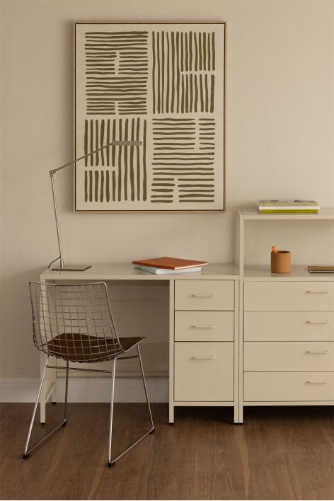 Scrivania 100x40 cm in acciaio con cassetti Janine - Tapioca Beige