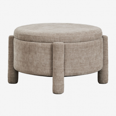 Pouf Rotondo Ø70 Cm Con Contenitore Imbottito Cleo Tessuto Grigio Talpa - Sklum
