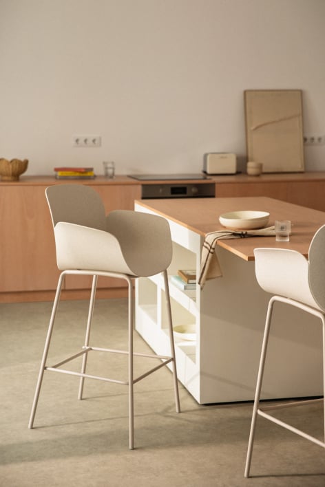 Sgabello alto 75 cm in polipropilene e acciaio bianco pietra Lynette - Bianco Pietra