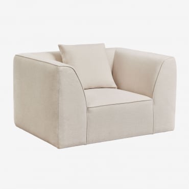 Poltrona Imbottita Cardea Ciniglia Beige Crema - Sklum