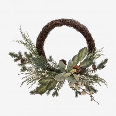 Corona Decorativa Di Natale In Rattan Con Pigne Kione Marrone Cioccolato - Sklum