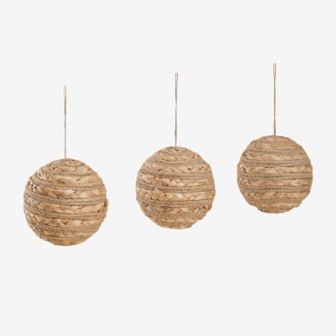 Set Di 3 Ornamenti Natalizi In Corda Intrecciata Lixue Marrone Ocra - Sklum