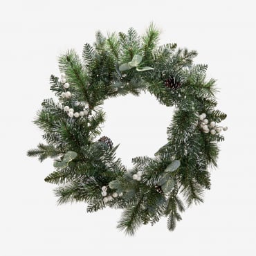 Ghirlanda Natalizia Decorativa Ø60 Cm Con Pigne E Luci Bhumi Erba Verde - Sklum