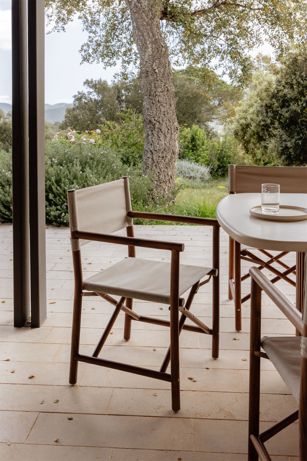 Sedia da regista pieghevole da giardino in legno di acacia Olivia - Main Image