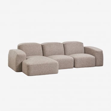 Divano Componibile Bastian A 3 Pezzi Con Chaise Longue Sinistra Tessuto Bouclé Marrone Moka - Sklum