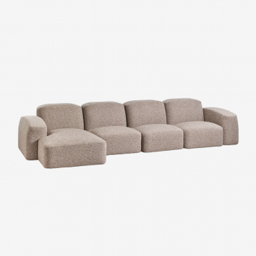 Divano Componibile Bastian Chaise Longue Sinistro A 4 Pezzi Tessuto Bouclé Marrone Moka - Sklum