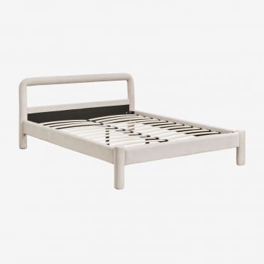 Letto In Ciniglia Eneko Ciniglia Beige Crema & 160 X 200 Cm - Sklum
