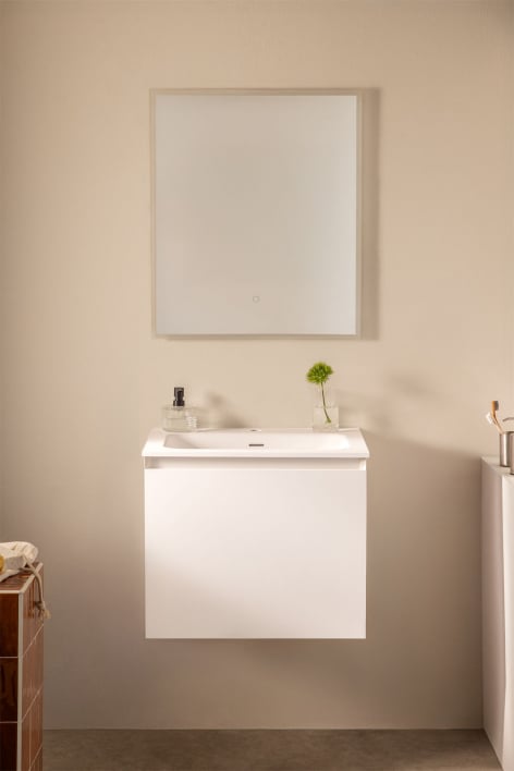 Set di mobili da bagno sospesi in legno con lavabo integrato Macrae - Bianco
