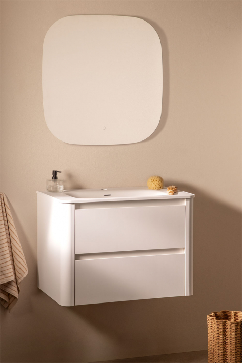 Set di mobili da bagno sospesi in legno con lavabo integrato Egerton - Bianco