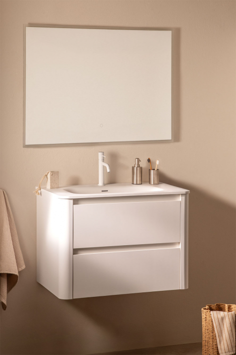 Set di mobili da bagno sospesi in legno con lavabo integrato Egerton - Bianco