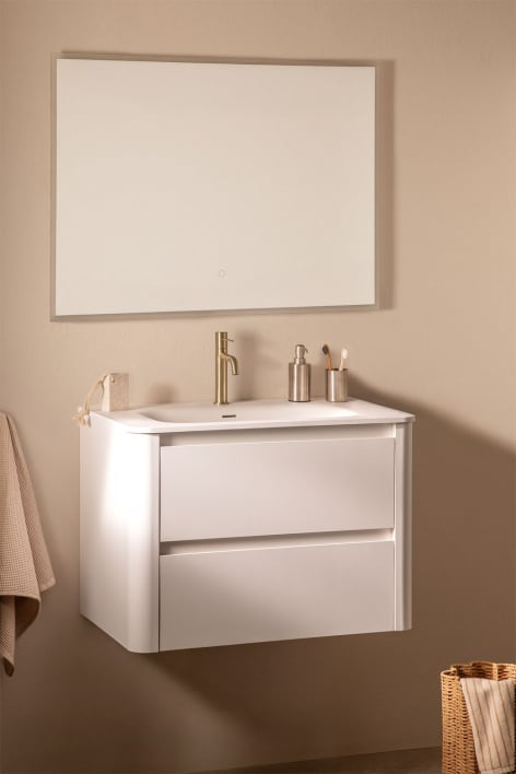 Set di mobili da bagno sospesi in legno con lavabo integrato Egerton - Bianco