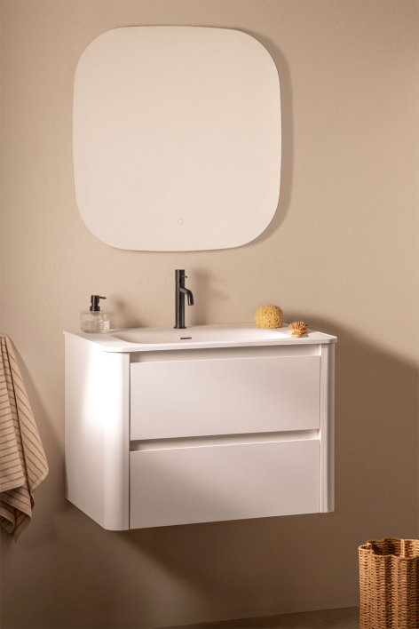 Set di mobili da bagno sospesi in legno con lavabo integrato Egerton - Bianco