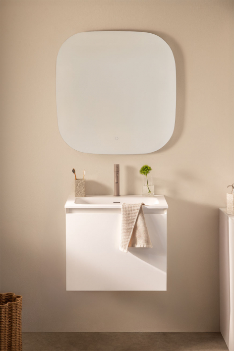 Set di mobili da bagno sospesi in legno con lavabo integrato Macrae - Bianco