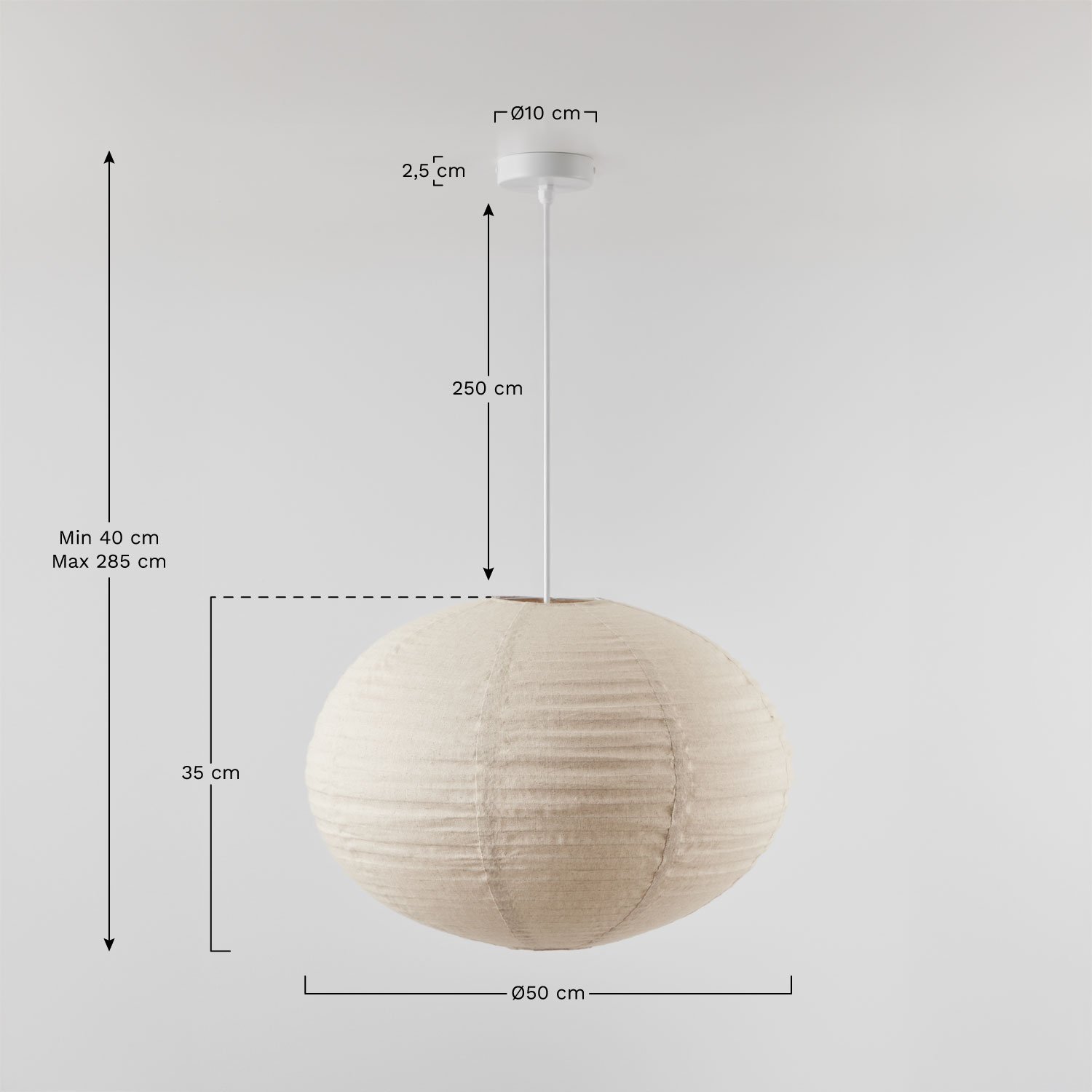 Lampada da soffitto in lino Elijah, MISURE