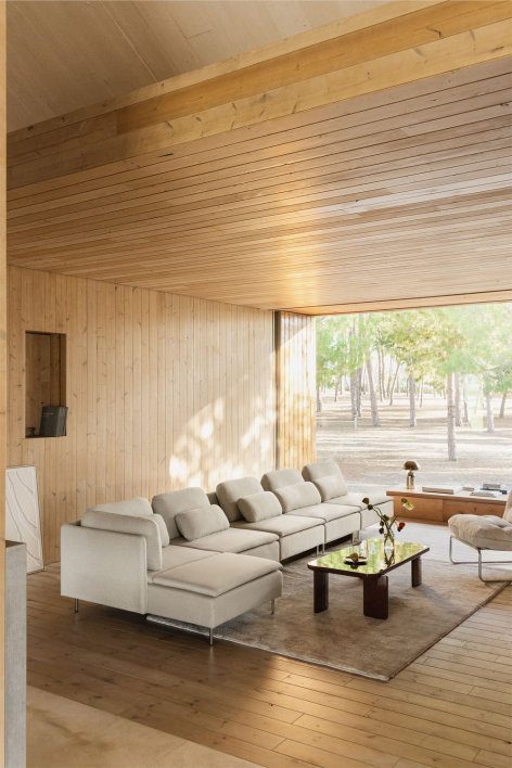 Divano componibile Oriol chaise longue sinistro 5 pezzi - Tessuto Beige Crema