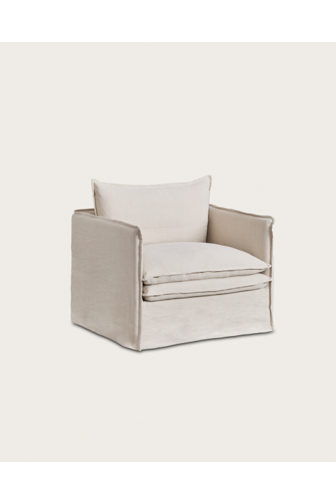 Poltrona con braccioli in lino e cotone Grace