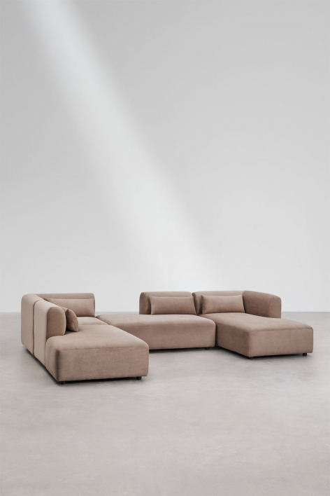 Divano modulare Fogler Chaise Longue destro a 4 pezzi con doppia chaise longue