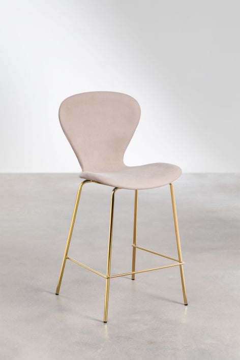 Sgabello alto 65 cm in tessuto marrone nude chiaro e gambe in ferro dorato Uit - Tessuto Nude marrone chiaro