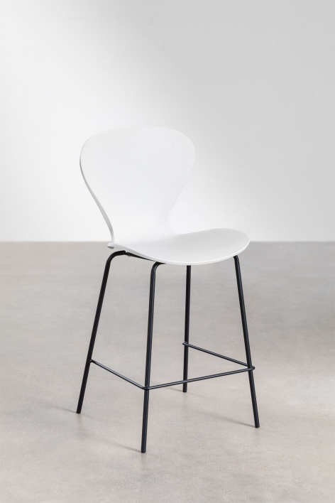 Sgabello alto 65 cm bianco e gambe in ferro nero Uit - Polipropilene Bianco