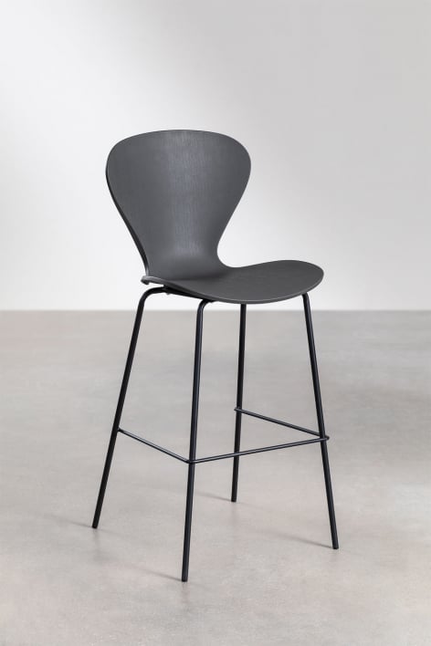 Pack di 4 sgabelli alti 75 cm grigio scuro e gambe in ferro nero Uit - Polipropilene Grigio Scuro