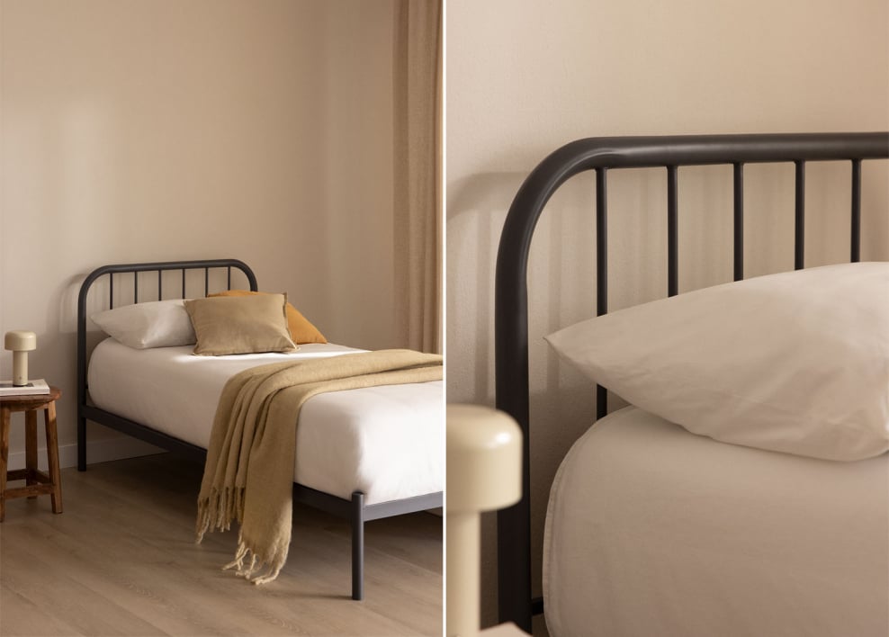 Struttura Letto King Size VECOCHO Con Testiera In Legno E Base In Metallo - 399 Kg Portata, Contenitore Sottoletto 27 Cm, Antiscricchiolio, Nero