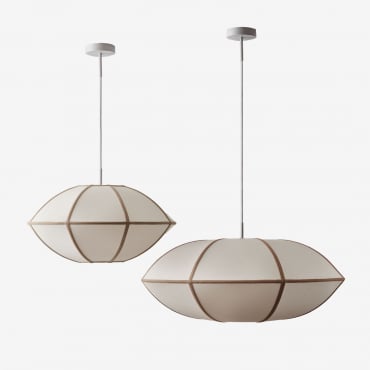 Set Di 2 Lampade A Sospensione Da Soffitto In Lino Patraix Marrone Grano - Sklum