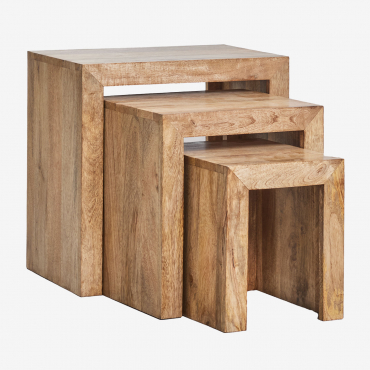 Tavolini Ausiliari A Nido Rettangolari In Legno Di Mango Woodsen Legno Di Mango - Sklum