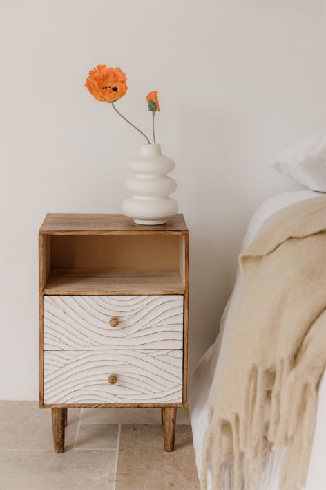 Comodino rettangolare 35x30 cm in legno di mango Myanna - Legno di mango