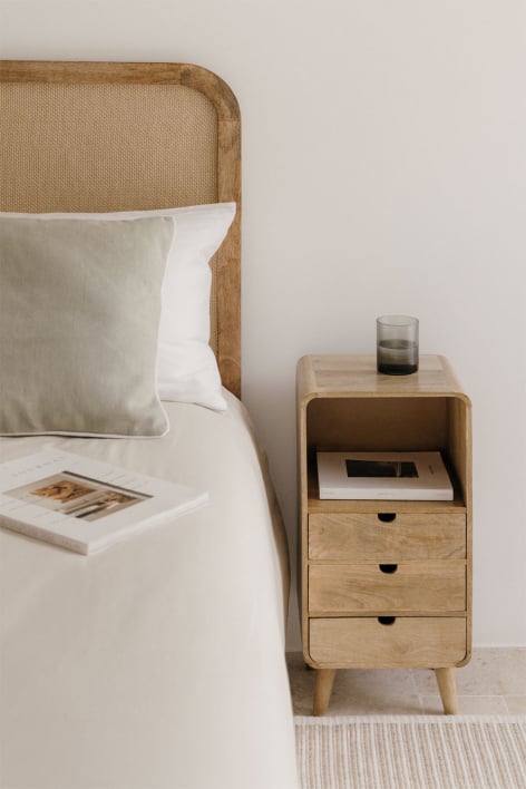 Mesita da notte rettangolare 30x25 cm in legno di mango Yulara