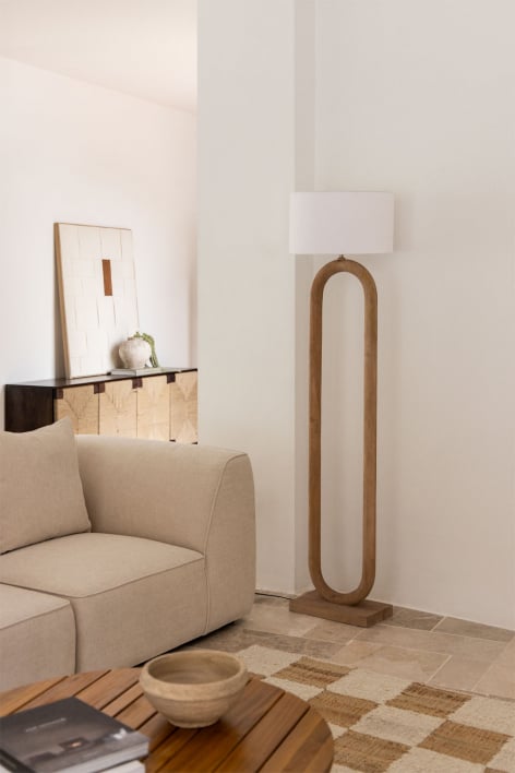 Lampada da terra in legno di mango Tiberia