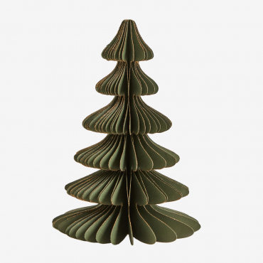 Albero Di Natale In Carta Navira Verde Pesto Con Bordo Dorato & ↑15 Cm - Sklum