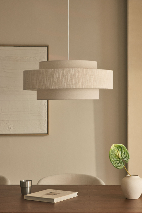 Lampada a sospensione da soffitto Lumira - Gardenia Bianco - Beige Lino