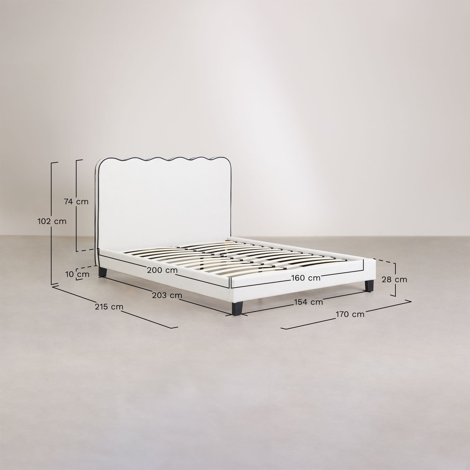 Letto imbottito Zivon, MISURE