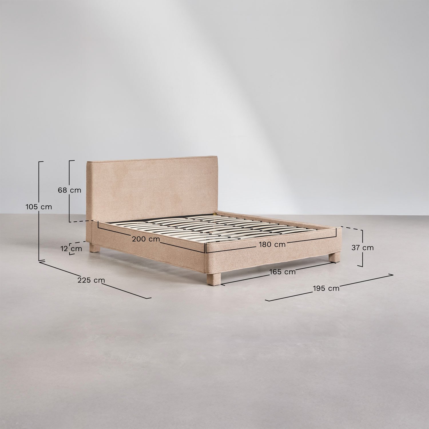 Letto in tessuto ciniglia spesso Jokin, MISURE