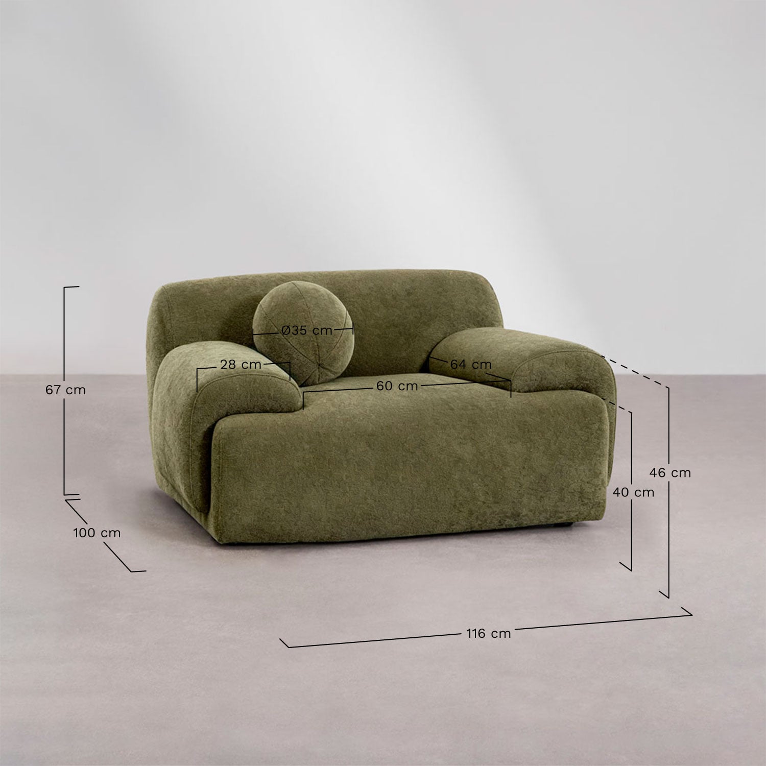 Set di 2 poltrone imbottite Shirina, MISURE