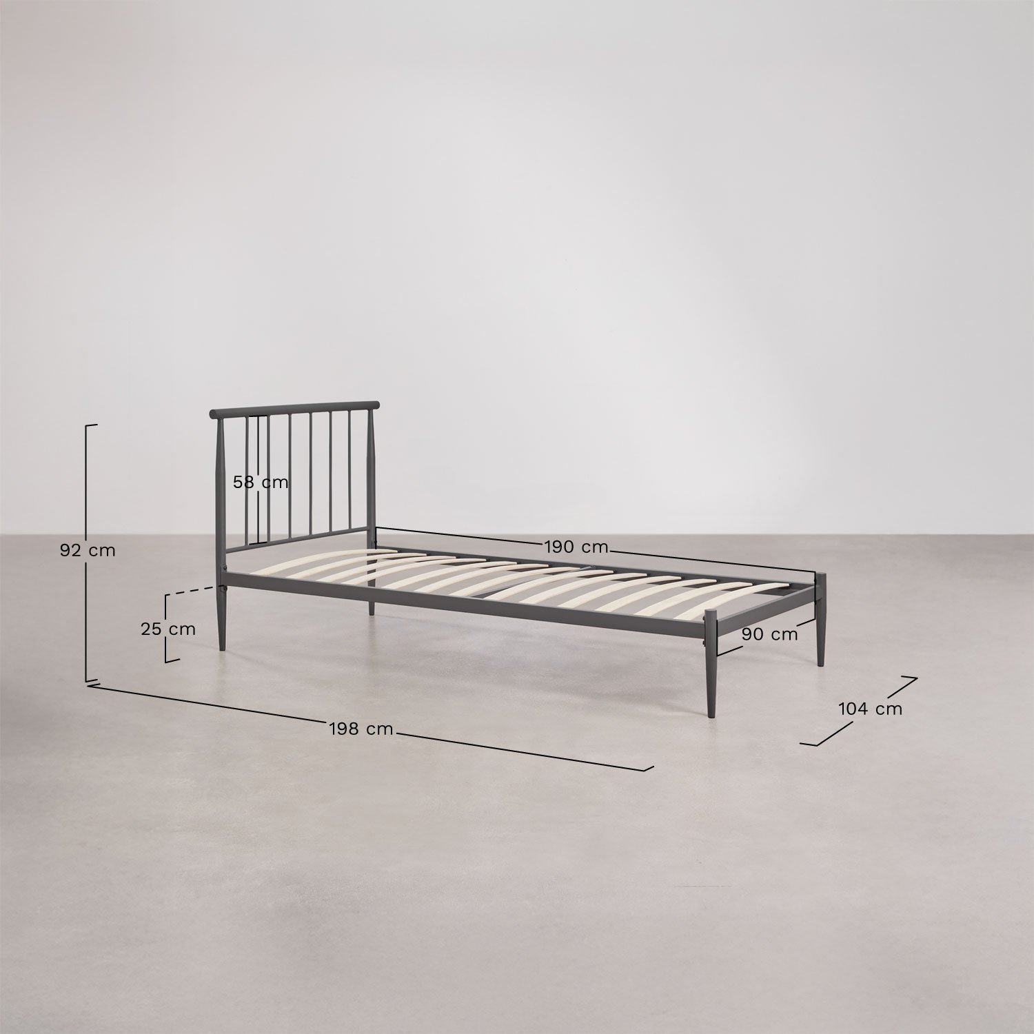 Letto in ferro Amaia, MISURE