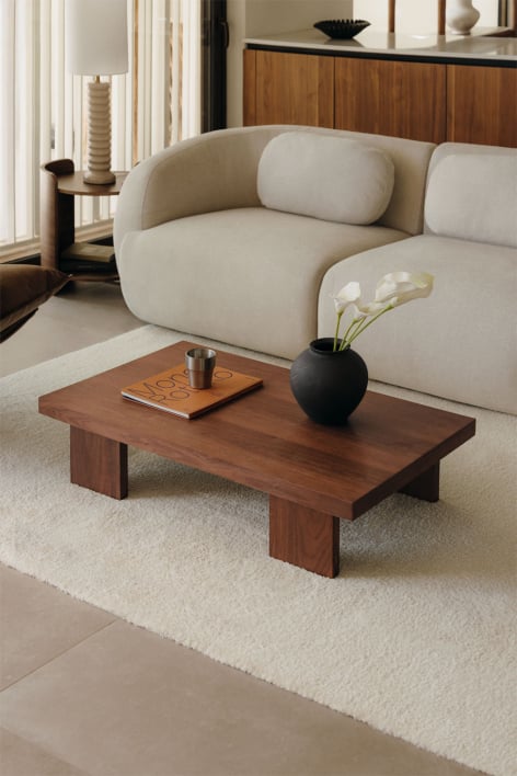 Tavolino rettangolare 100x60 cm in MDF e impiallacciatura Bernay