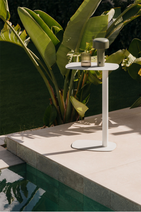 Tavolino da giardino rettangolare 40x25 cm in acciaio Odelia - Gardenia Bianco