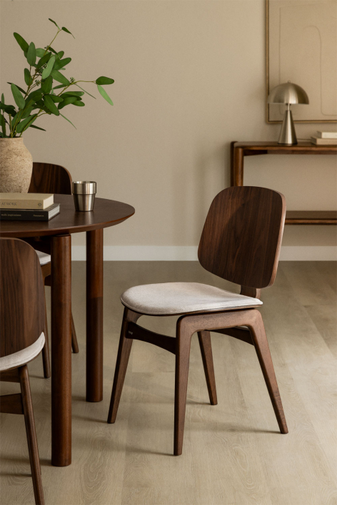 Sedia da pranzo in legno Canada - Ciniglia Beige Crema