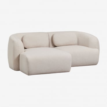 Divano Modulare Chaise Longue Sinistro In 2 Pezzi In Ciniglia Coquette Ciniglia Beige Crema - Sklum