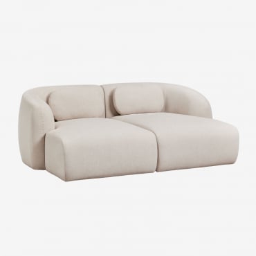 Divano Modulare Chaise Longue A 2 Pezzi In Ciniglia Coquette Ciniglia Beige Crema - Sklum