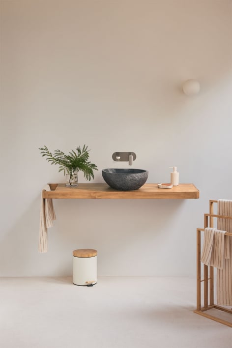 Set di mobili da bagno sospeso 130x45 cm in legno di teak Neill - legno di teak