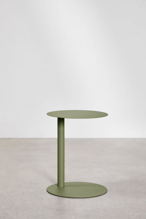 Tavolino laterale rotondo Ø40 cm in acciaio Yannik - Verde Olivastro Intenso