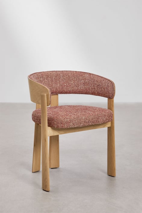 Set di 2 sedie da pranzo in legno di rovere e rivestite Olea - Boucle Tetto rosso