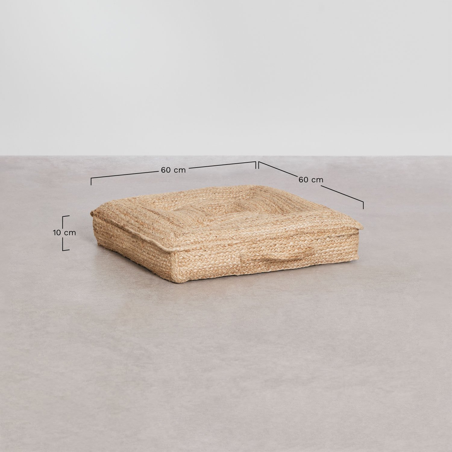 Cuscino da pavimento quadrato 60x60 cm in juta naturale e cotone Serenda, MISURE