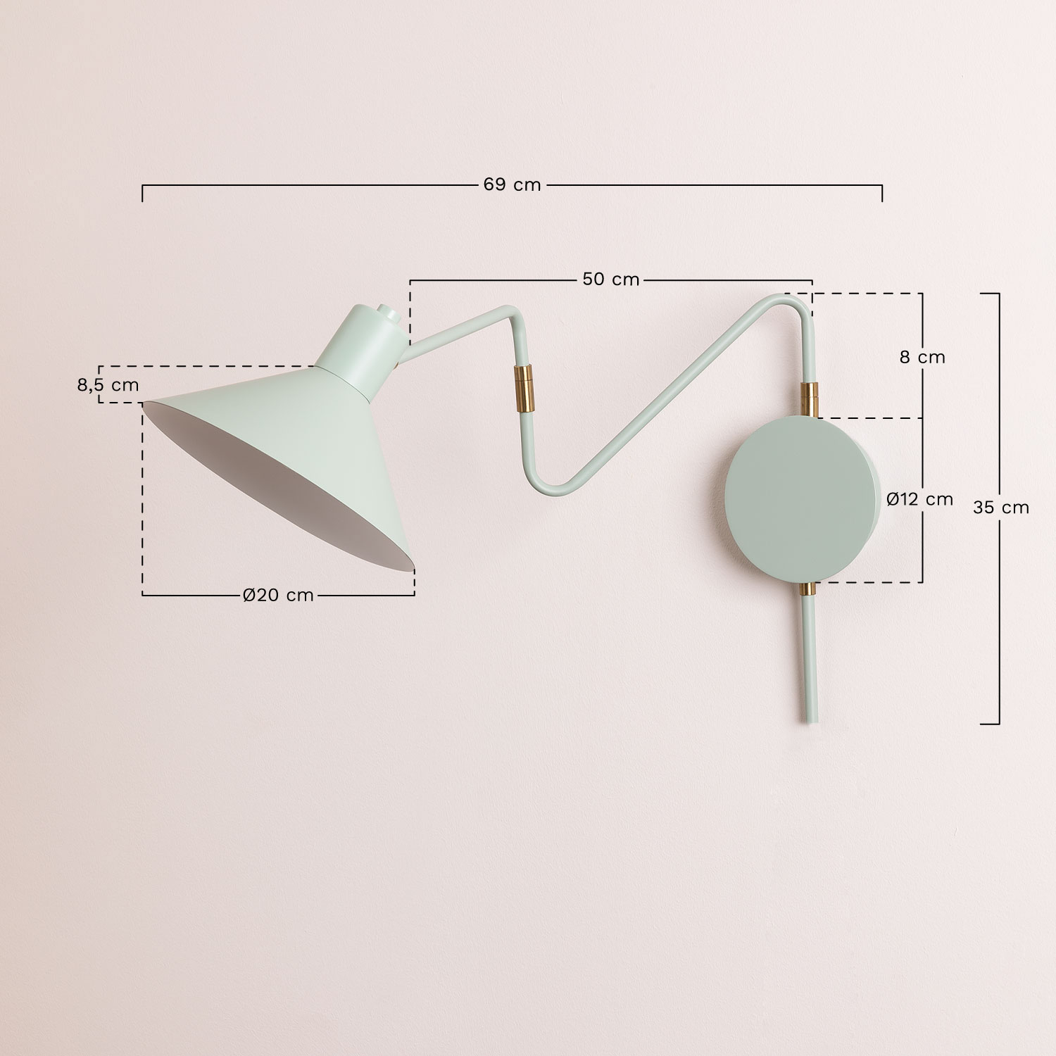 Lizz applique da parete direzionabile in ferro, MISURE