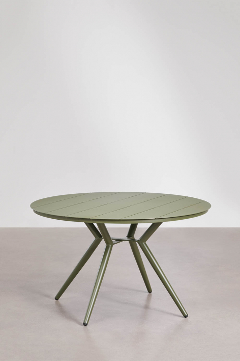 Tavolo da pranzo rotondo in alluminio Valerie - Verde Olivastro Intenso