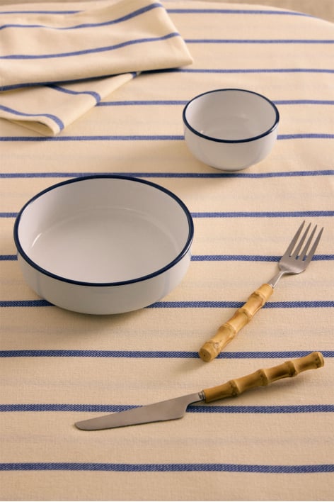 Set di 2 ciotole in gres Ronilena - Bianco Gardenia - Blu Ken