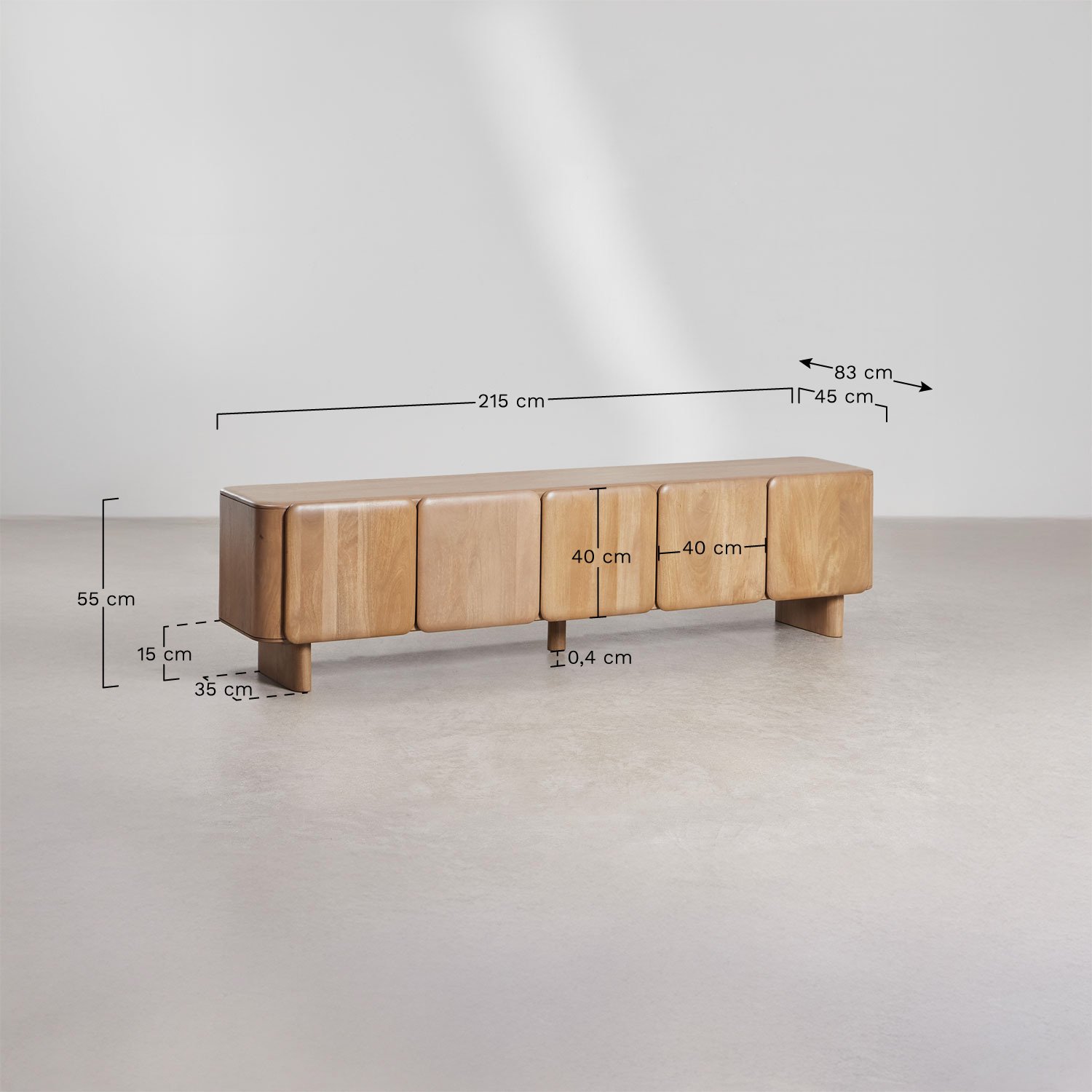 Mobile TV in legno di mango Miller, MISURE