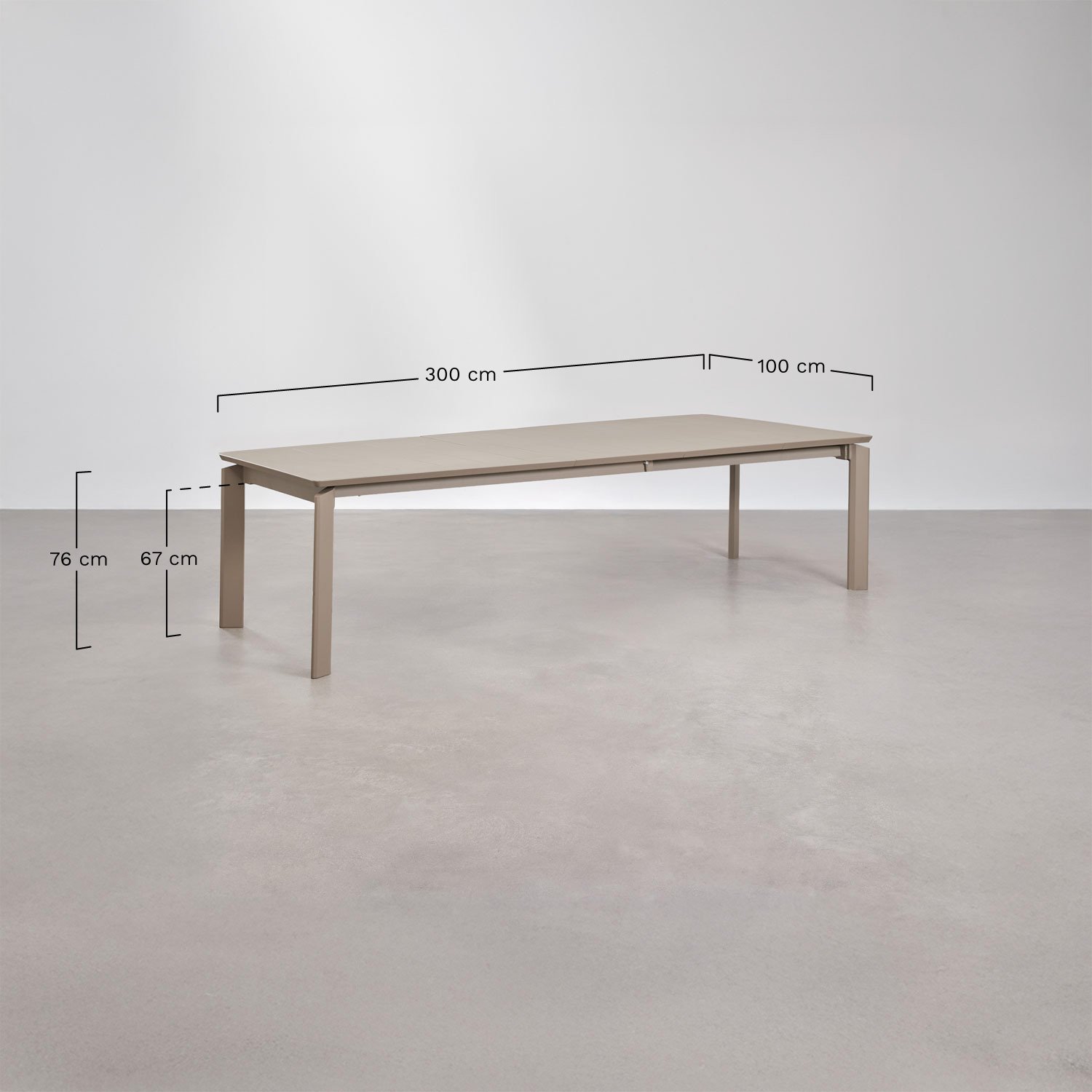 Tavolo da giardino rettangolare 180-300x100 cm allungabile in alluminio Milenca, MISURE